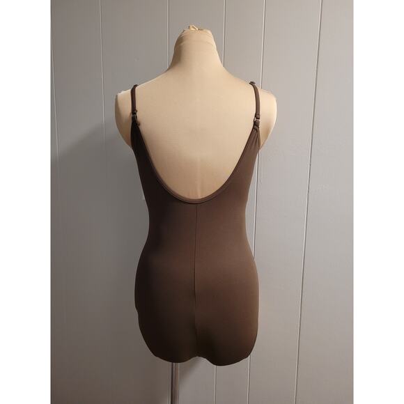 Capezio Dark Brown Women's Size Medium Convertible Spaghetti Strap Tank Leotard - Picture 5 of 8